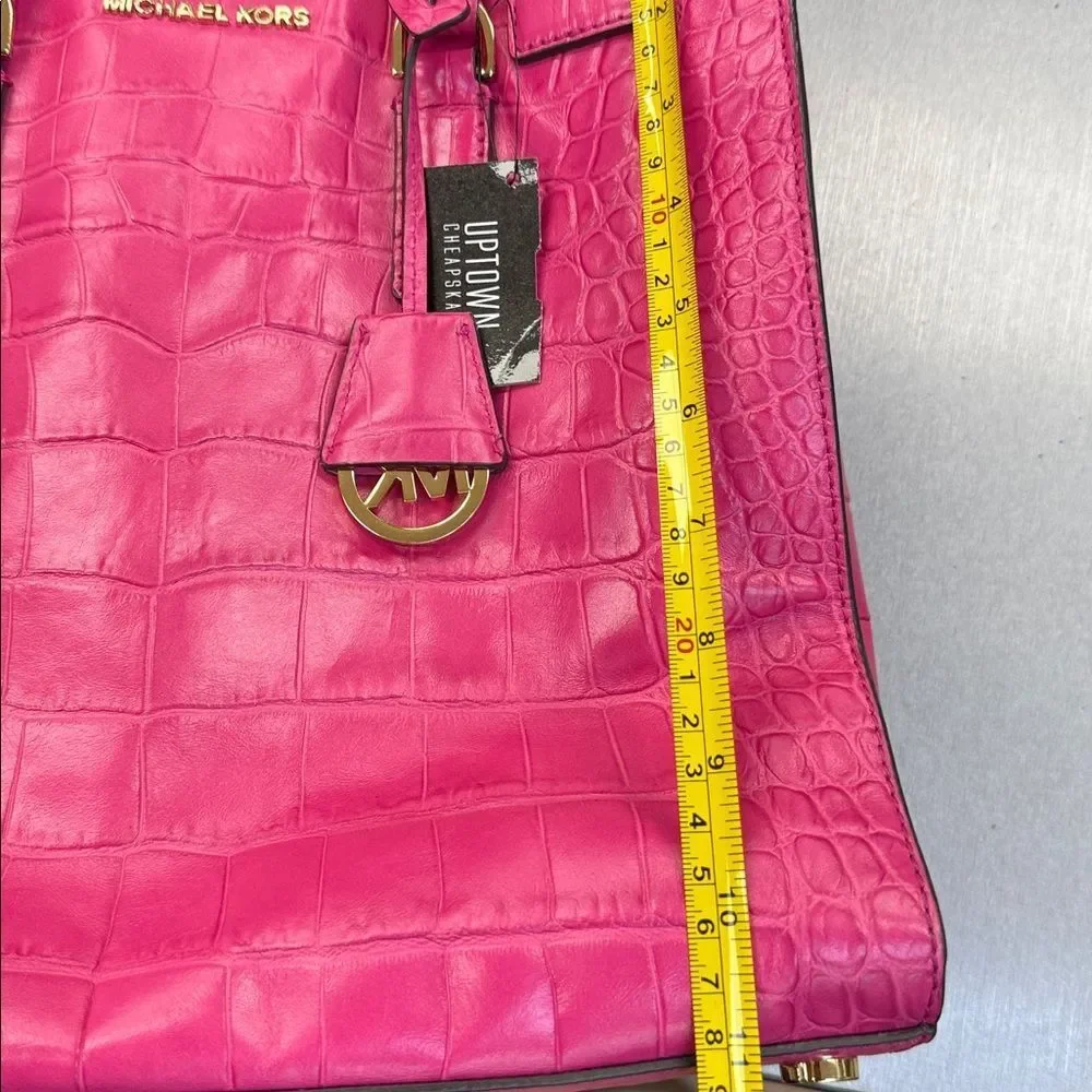 Michael Kors pink Crocodile-Embossed Satchel Dillon bag